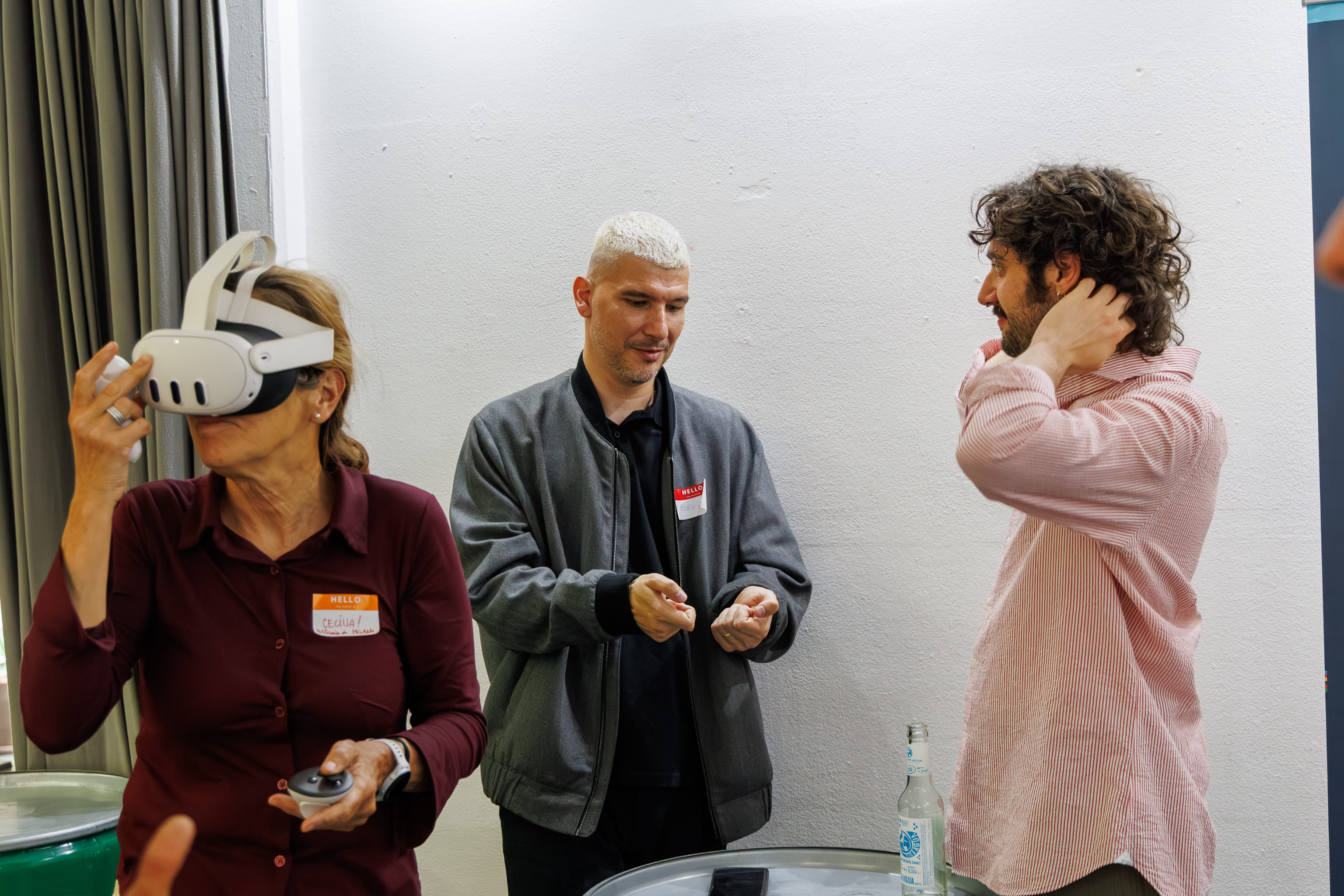 An attendee trying out a VR headset demo at XR Futures Conference 2026