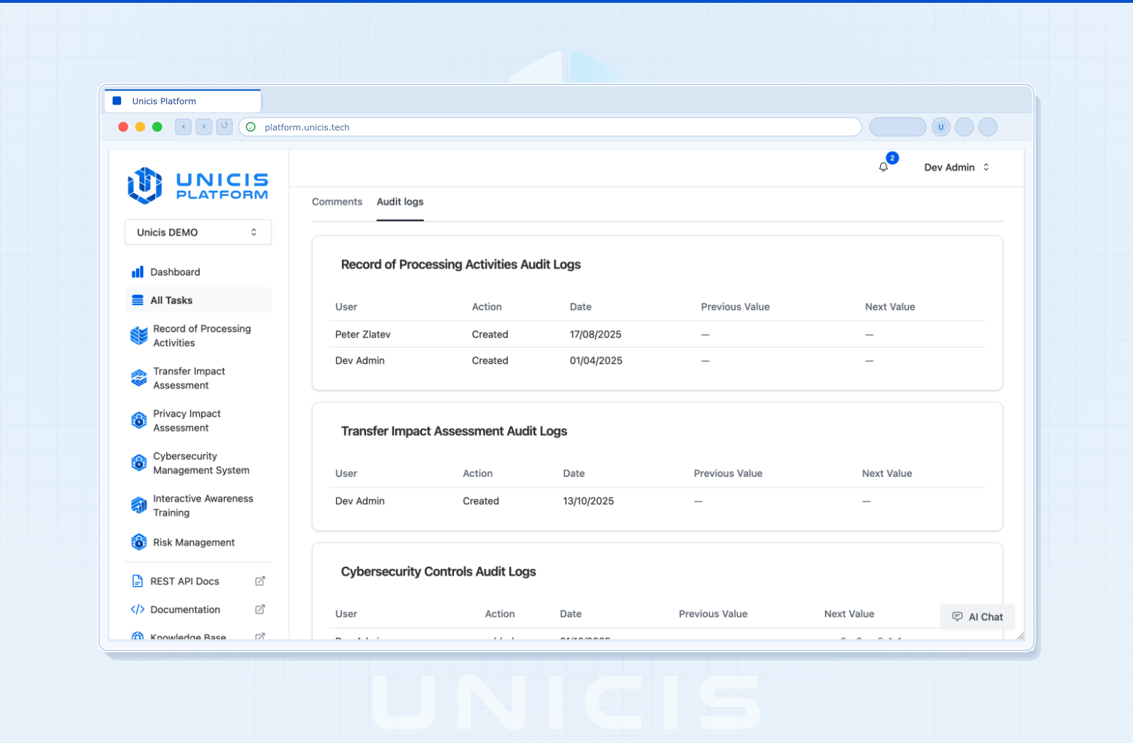 Full Audit Trail & Activity Logs