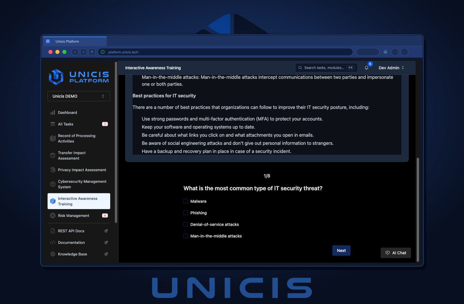 Built-in Quiz Engine with Multiple Question Types