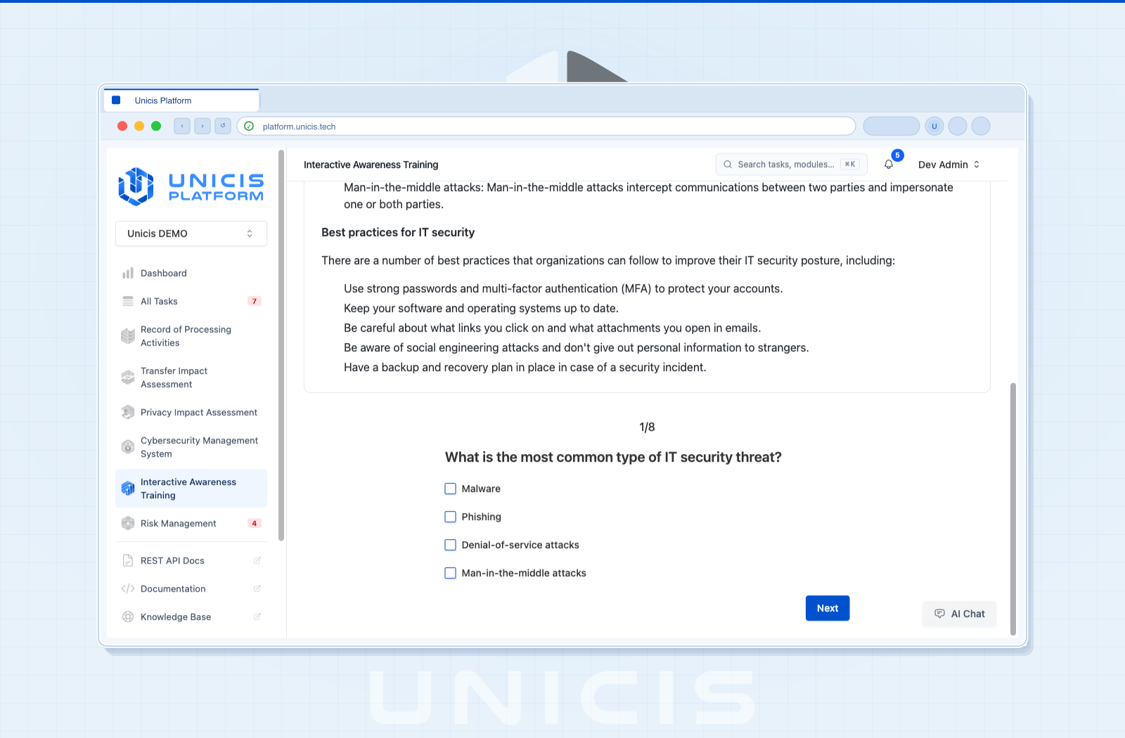 Built-in Quiz Engine with Multiple Question Types
