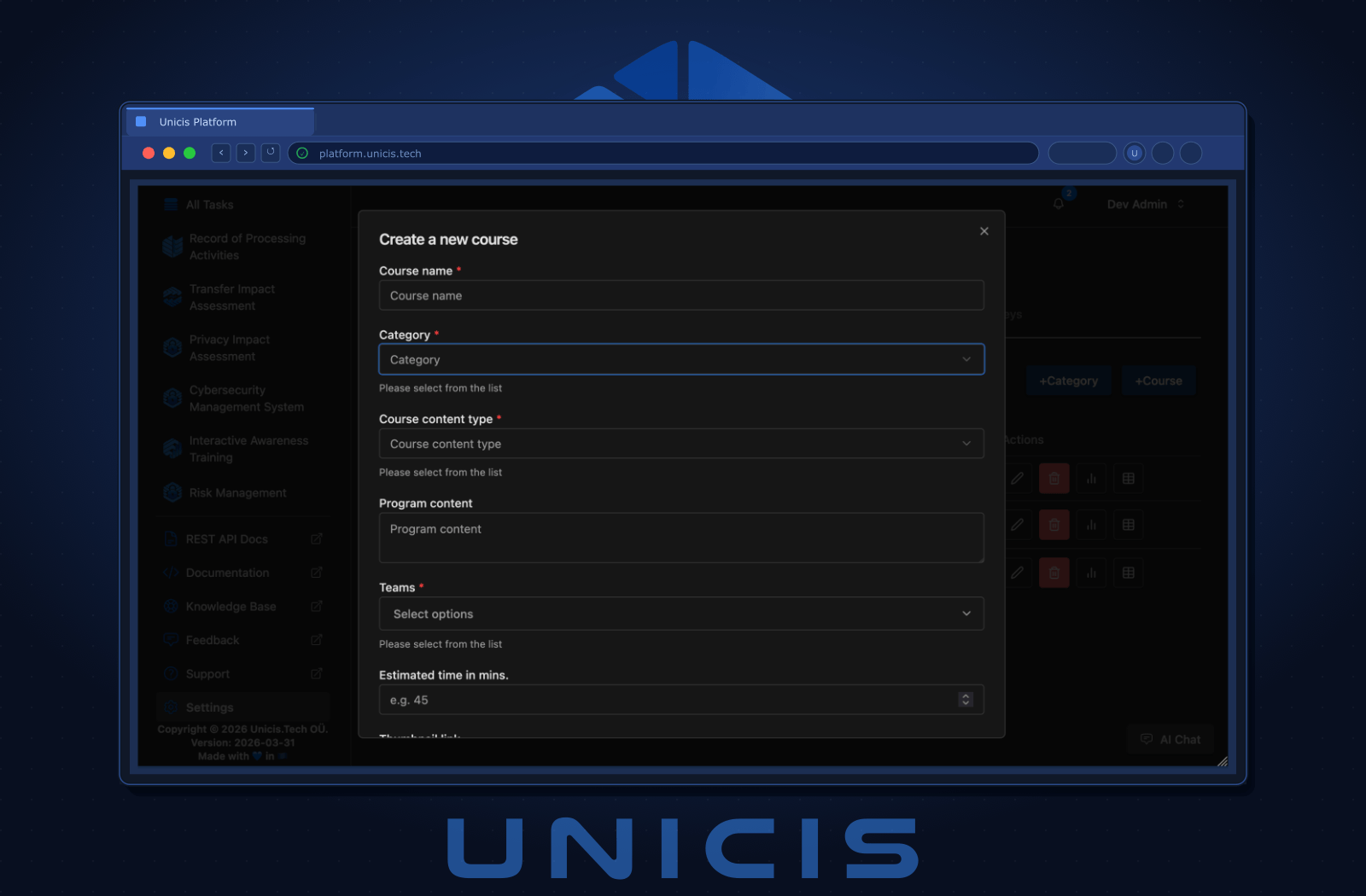 Flexible Course Creation for DPOs and CISOs