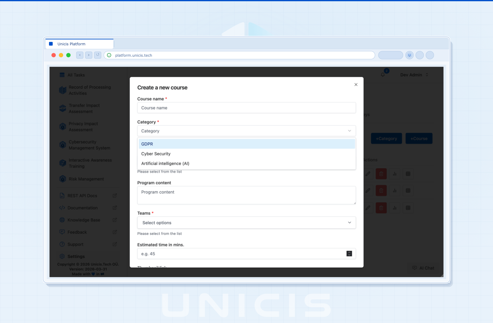 Flexible Course Creation for DPOs and CISOs